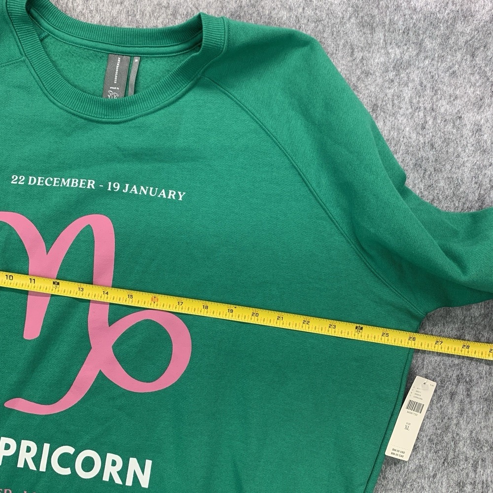 NWT Anthropologie Capricorn Zodiac Sweatshirt Crew Neck Pullover Green - Size XL - Picture 7 of 8